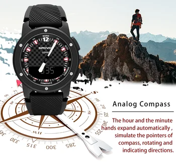 

Waterproof Pointer Digital Double Display Mountaineering Watch, electronic compass, barometric height temperature measurement