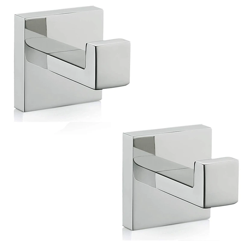 Bath Towel Hook SUS 304 Stainless Steel Square Clothes Towel Coat Robe Hook Cabinet Closet Door Sponges Hanger for Bath Kitchen