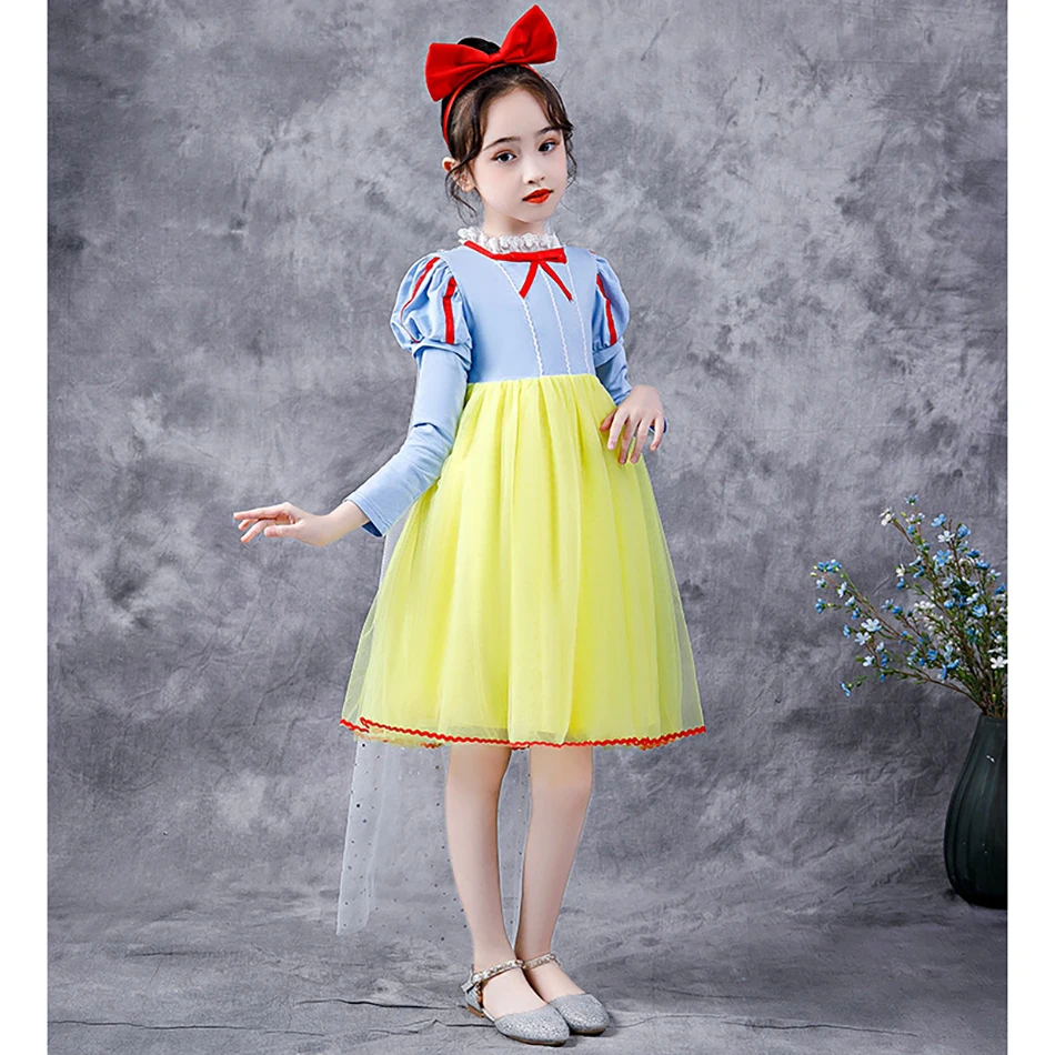 Вечерние платья Белоснежки Детское платье Сезон осень зима Длинный рукав Длина