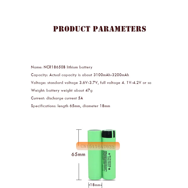 Оригинальная Аккумуляторная Литиевая батарея высокой емкости Panasonic NCR18650B 3,7 V 3400mAh 18650