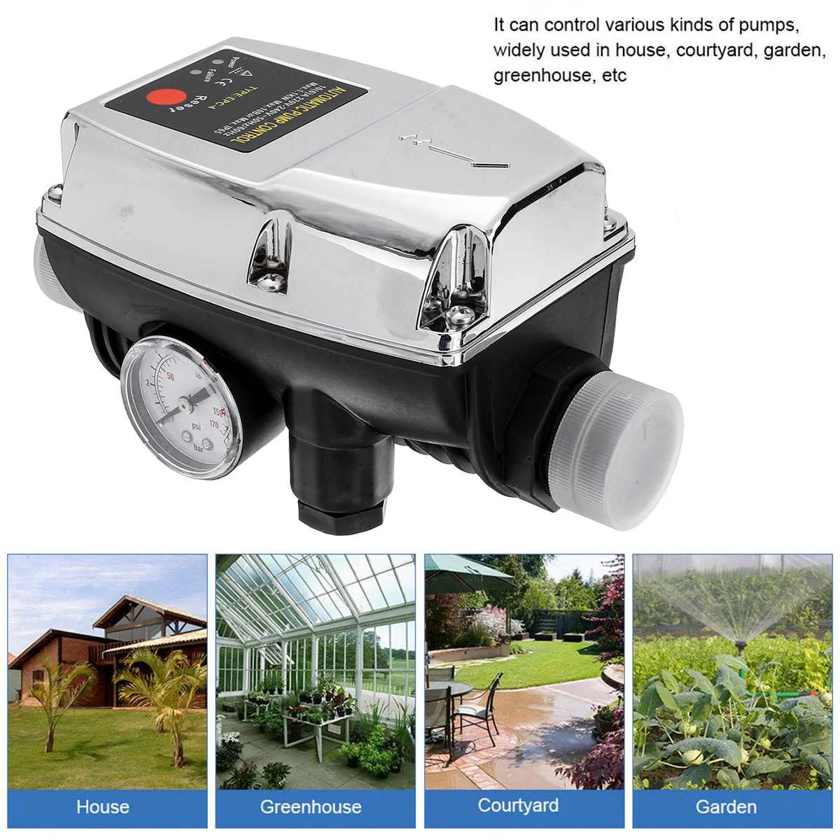 

Automatic Pump Controllor Electronic Water Pump Pressure Control Switch Professional Waterproof Switch-on Pressure Adjustable