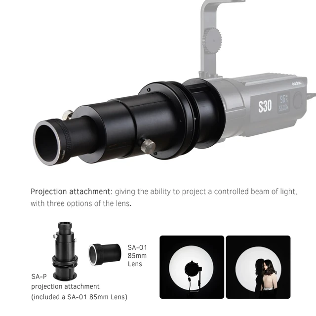 Godox SA-P投影機S30スポットライト用アクセサリー付き Godox SA-P Projection Attachment with 85mm Lens for S30 LED