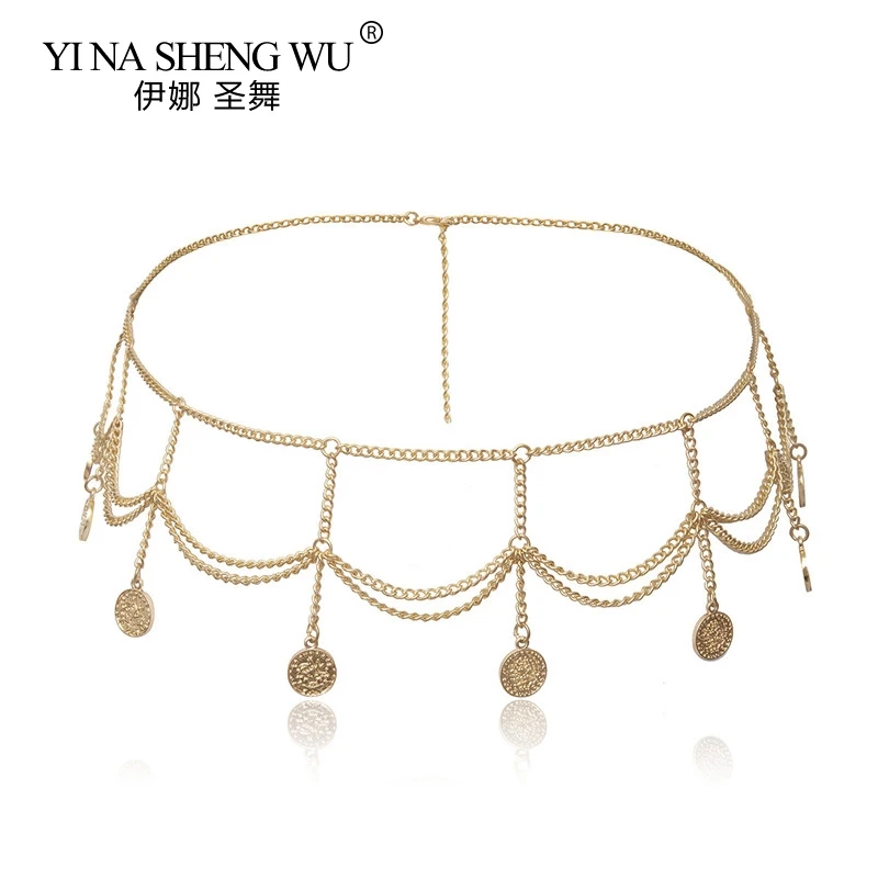 Multilayer Waist Belt Chain Harness Belly Chains for Women Waistbands Jewelry Sexy Long Tassel Coin Pendant Belly Dance Beach