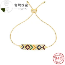 Cheny 925 пробы Серебряный Красочный Полосатый браслет для женщин геометрический дизайн Темперамент Мода пара браслет ювелирные изделия подарок