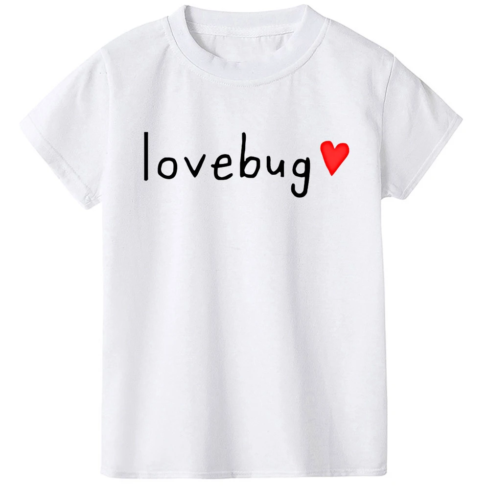 Летняя футболка для мальчиков с принтом «Love Bug» футболки с короткими рукавами для маленьких девочек детская футболка Топы для малышей с круглым вырезом
