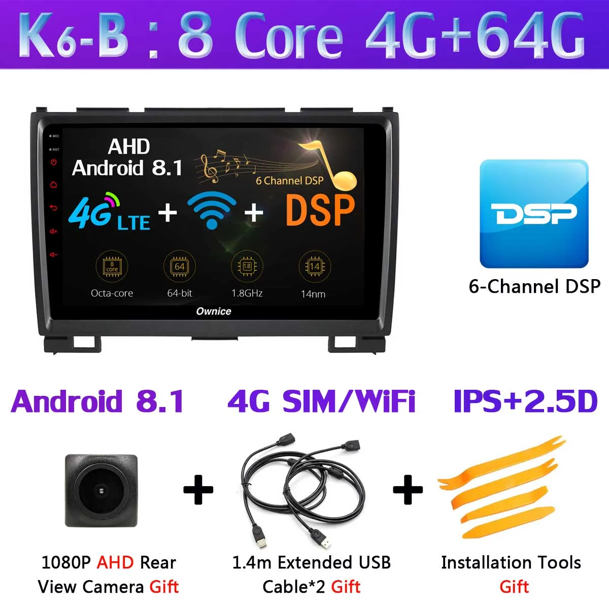 K6-B 360 ° Камера Android 9,0 4G+ 64G Автомобильный мультимедийный для HAVAL Hover Greatwall Защитные чехлы для сидений, сшитые специально для Great Wall H5 H3 2010-2013 gps радио SPDIF DSP CarPlay - Цвет: K6-B