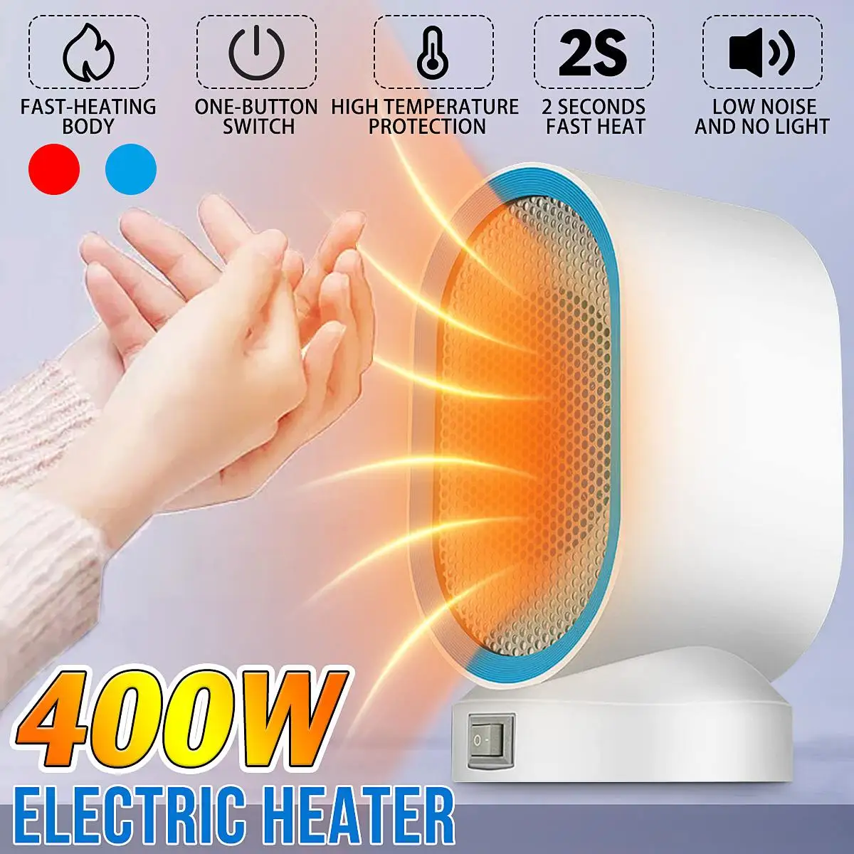 

220V 400W Electric Heaters Fan Mini Fan Air Blower Desktop Home Office For Winter Warmer Fan Air Heating for Winter Bedroom