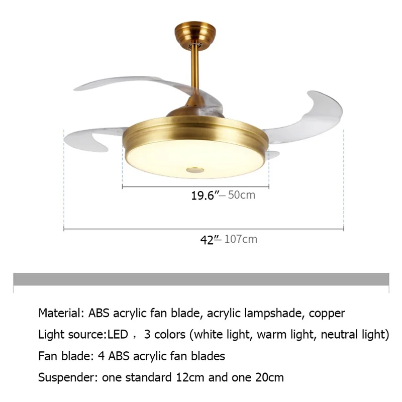 Латунные потолочные светильники AOSONG с невидимым вентилятором и пультом