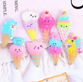 

Cartoon Unicorn Ice Cream Flatback Resin Cabochon Simulation Fake Food Phone Decor Parts DIY Scrapbooking Hair Bows Center