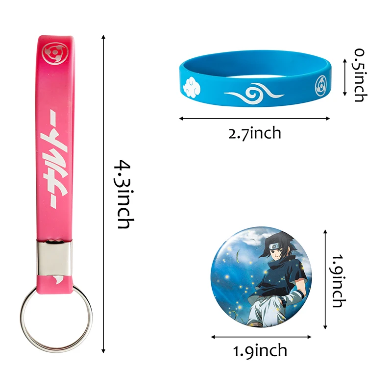 80Pcs Leaf Village Anime Themed Party Favor Supplies Set Game Decoration Include Keychains Bracelets Badges Stickers for Kids