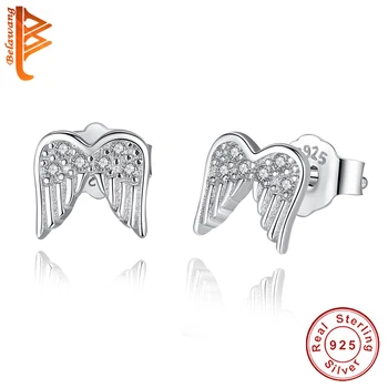 

Romantic 925 Sterling Silver Shinning Rhinestone Angle Wings Stud Earrings for Women Girls Birthday Party Crystal Jewelry Gift