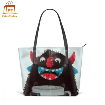 

Monster Handbag Demon With Cup Top-handle Bags Wide Woman Leather Tote Bag Schoolbag Teen Trending High quality Women Handbags