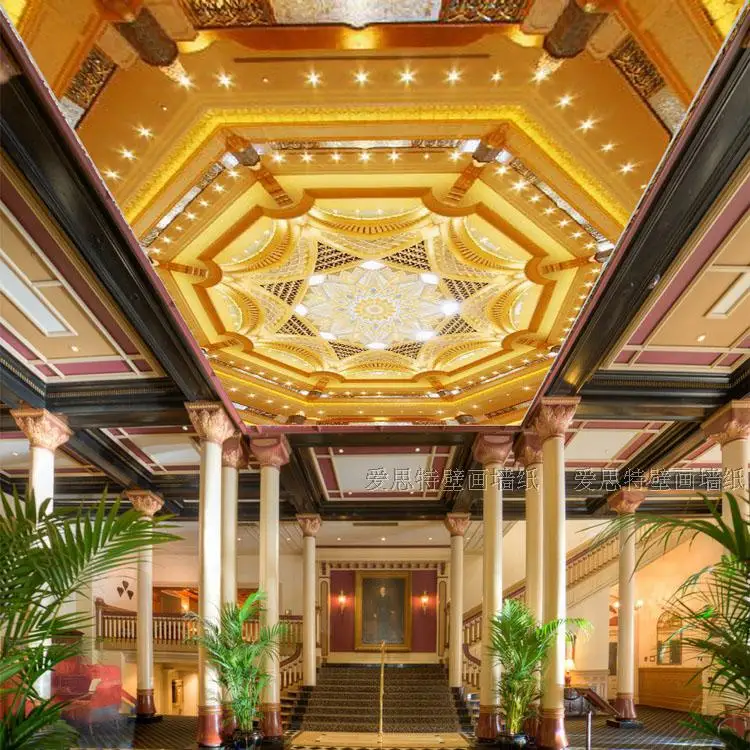 

Drop Ship 3D Photo Wallpaper Large Mural Ceiling Painting Wallpaper Gold Pattern Wallpaper Mural