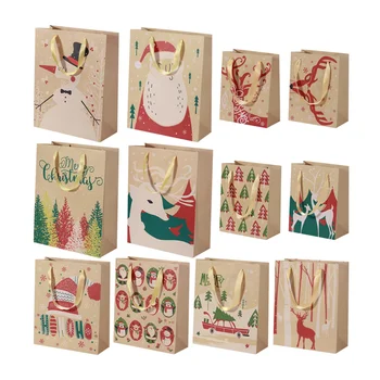 

TINKSKY 24pcs Gift Bag Lightweight Kraft Paper Useful Wrapping Bags for Visiting Party Christmas