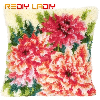 

DIY Latch Hook Cushion Rose Tulips Pillow Case Crochet Crafts Acrylic Yarn for Embroidery Sofa Bed Cushion Cover Home Decoration
