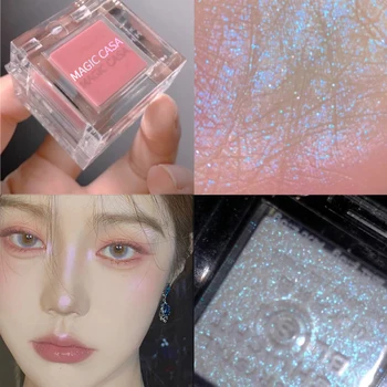 

Double Color Shimmer Ice Mousse Blushes Highlighter Makeup Palette Brighten Face Shiny Cream Naturally Lasting and Delicate