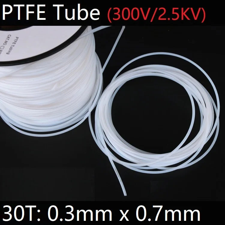 30T 0,3 мм x 0,7 мм PTFE трубка T eflon Изолированная жесткая капиллярная F4 труба высокая термостойкость шланг передачи 300 в белый
