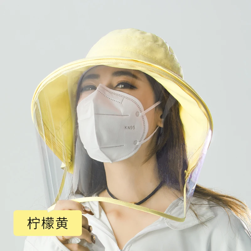 

A163 Adult face mask Hats Anti-Droplet Bucket Hat Face Mask Hats PVC Shield Cover Mask Hat