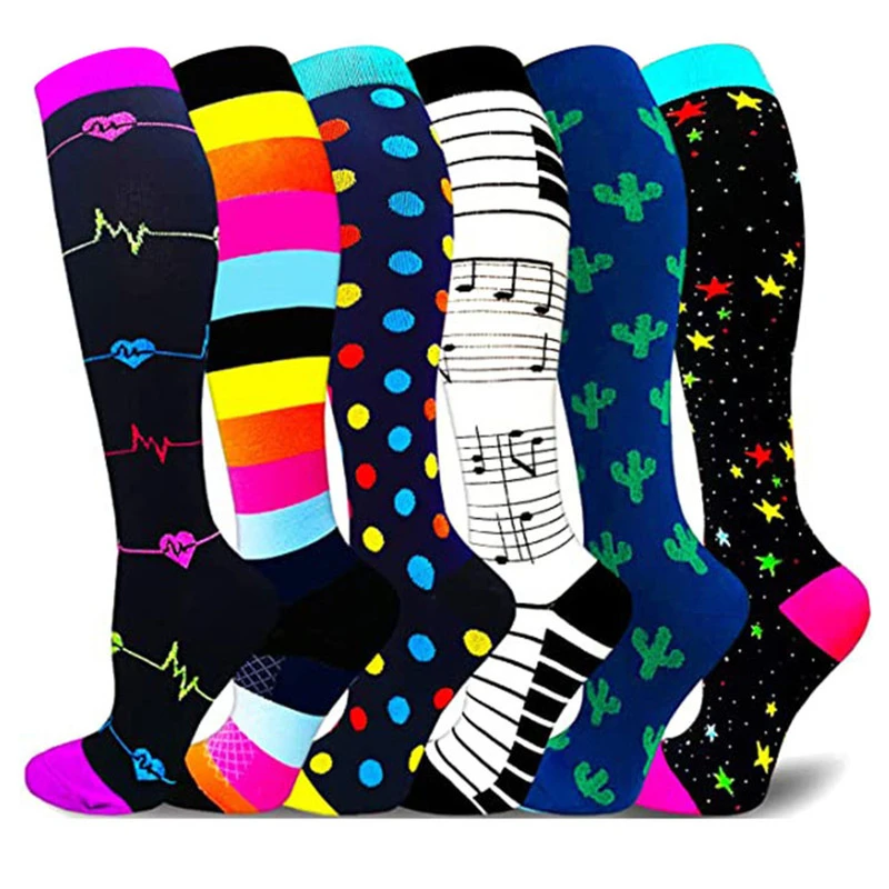 de compresión para hombre y mujer, de colores brillantes para deportes al aire libre, médicos, senderismo, correr, Fitness, 30 Mmhg, 3/5/6/7 pares|Calcetines de hombres| - AliExpress