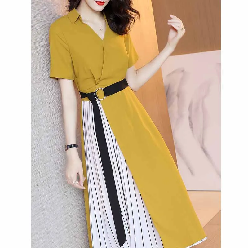 

Summer Joint Waist Hugging Dress Spring Clothing 2019 New Style Women's Elegant Commuting Explicit Thin Long A- line Skirt-