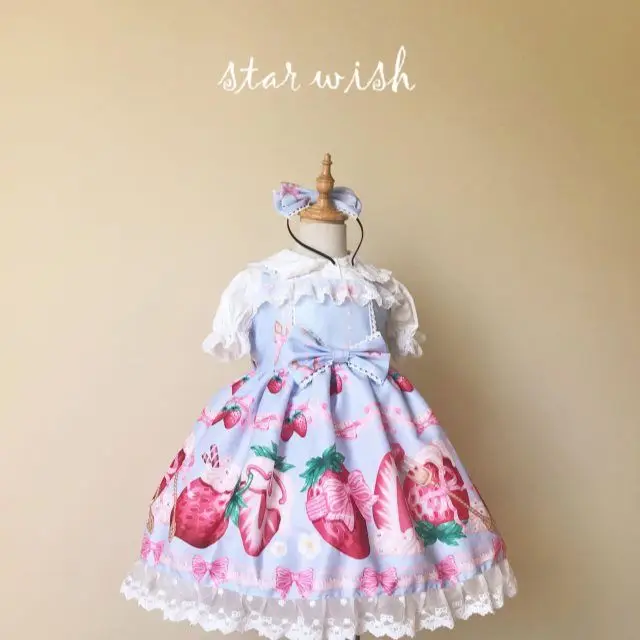 

Starwish Cream Strawberry Jsk Children's Lolita Children's Lace Dresses in Spring and Summer of 2019