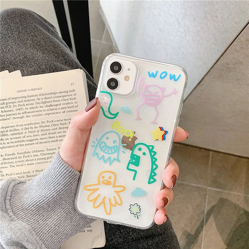 GlamPhone чехол динозавр Каракули чехол для телефона для iPhone11Pro/Max X XS Max XR Мягкий силиконовый чехол для iPhone11 7 8 6 6s Plus чехол