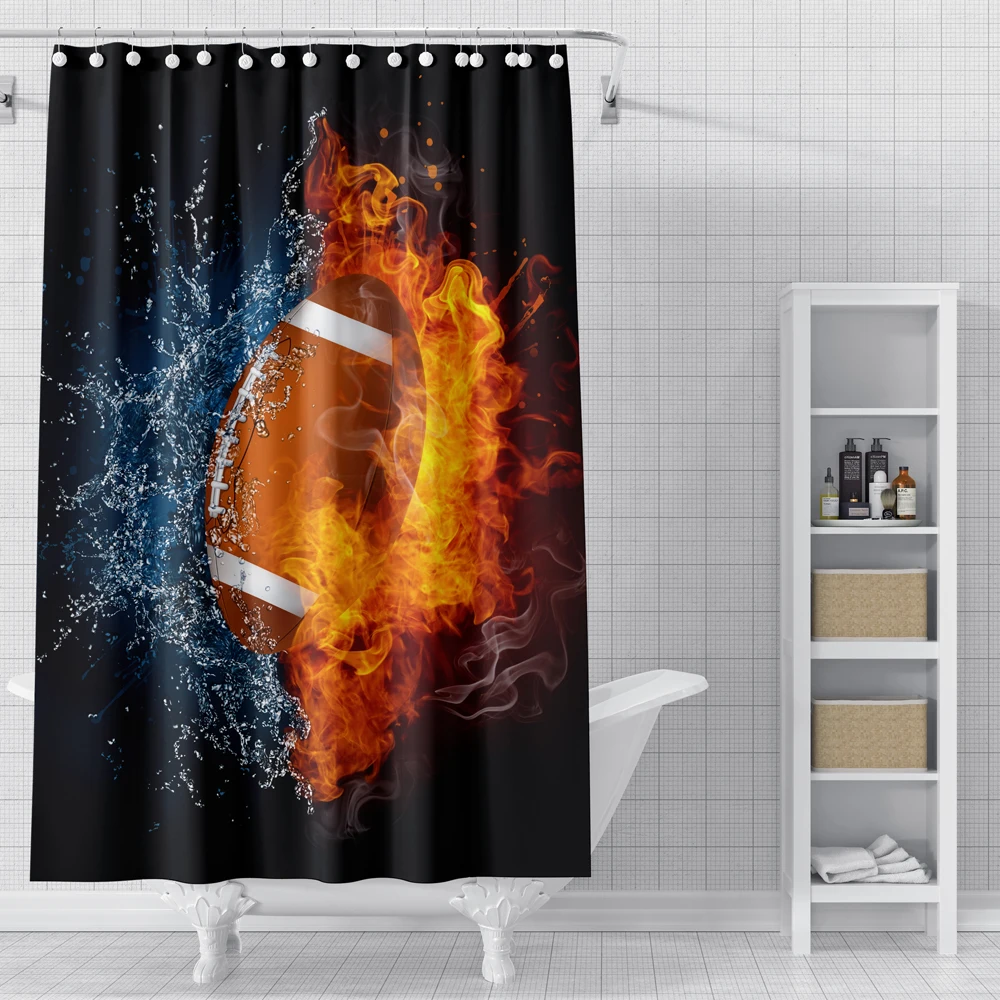 Rideau de douche imperméable en tissu Polyester, avec crochets, pour décor  de salle de bain