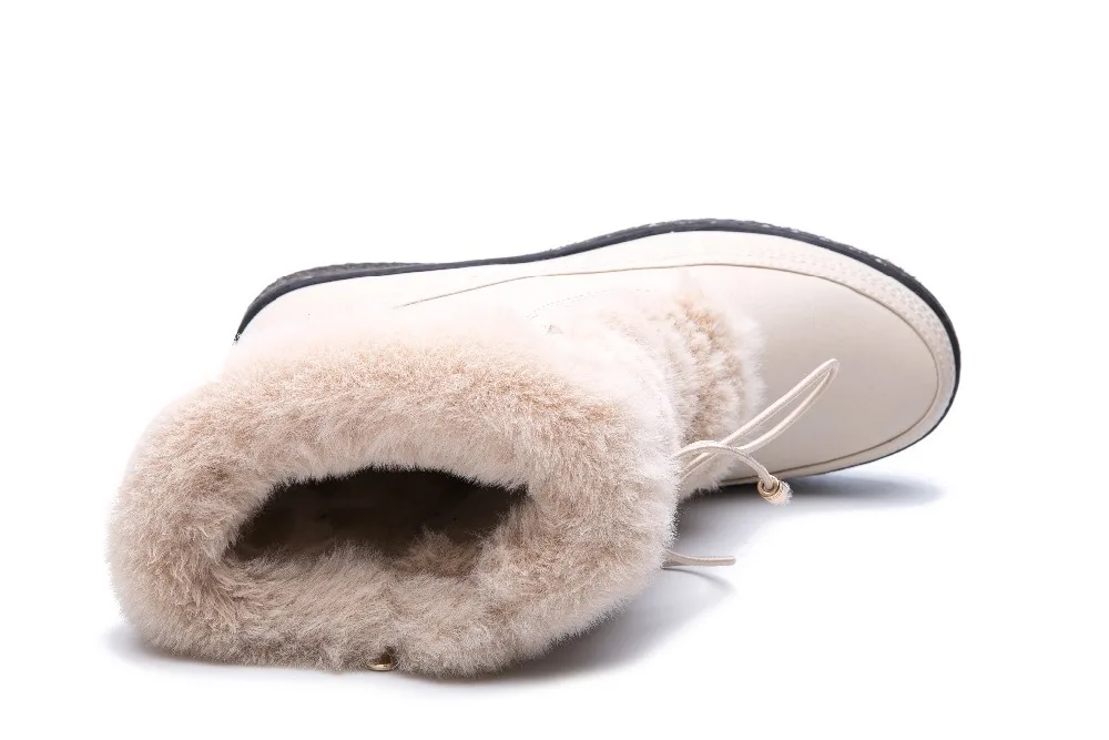 AIMEIGAO/водонепроницаемые женские зимние ботинки; теплые плюшевые зимние ботинки на меху со шнуровкой; женские кожаные ботинки на платформе с боковой молнией; Botas Mujer