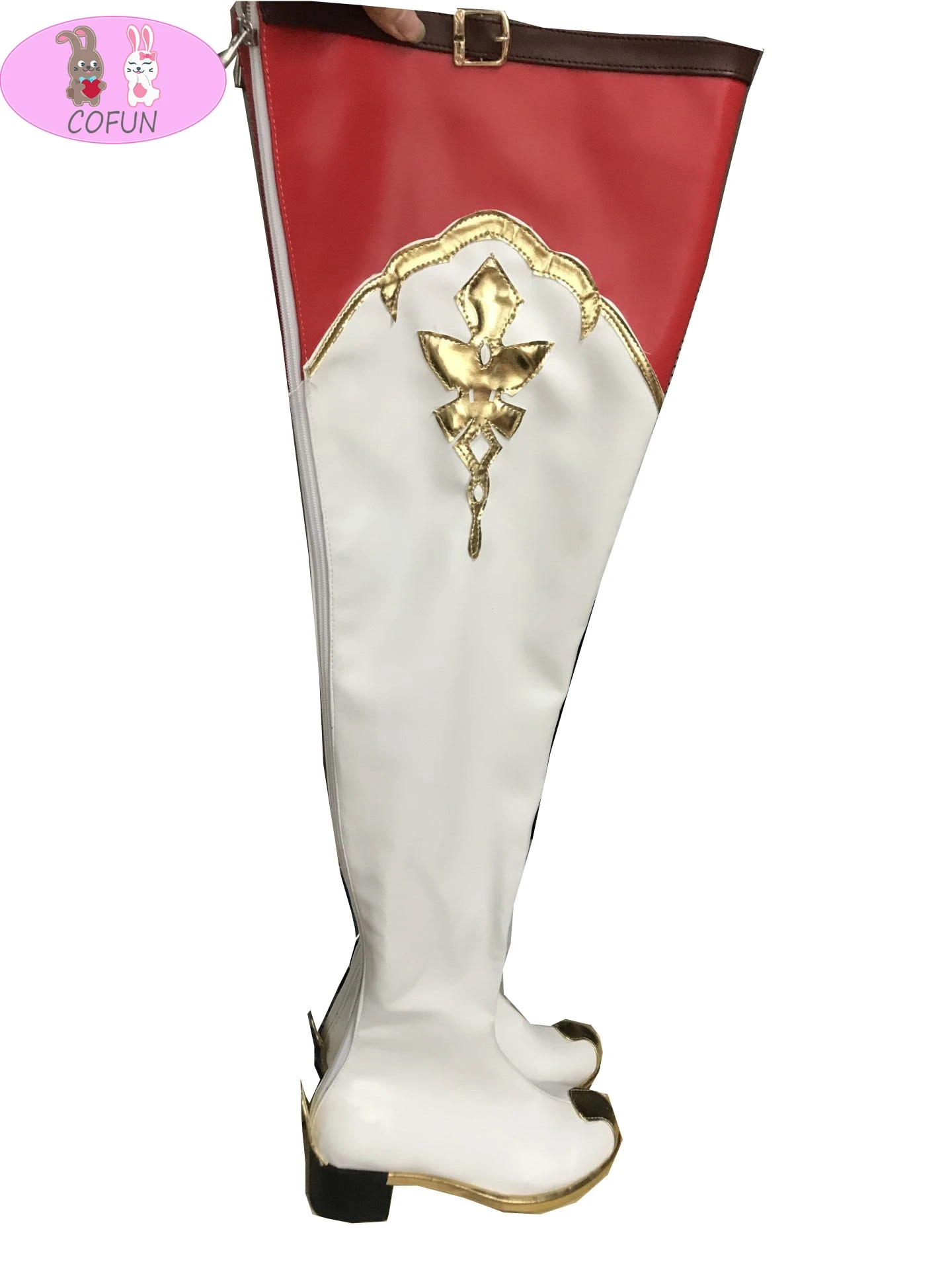 

COFUN популярная игра Genshin ударная Янтарная Белая обувь для косплея сапоги Новинка на заказ для Хэллоуина для женщин