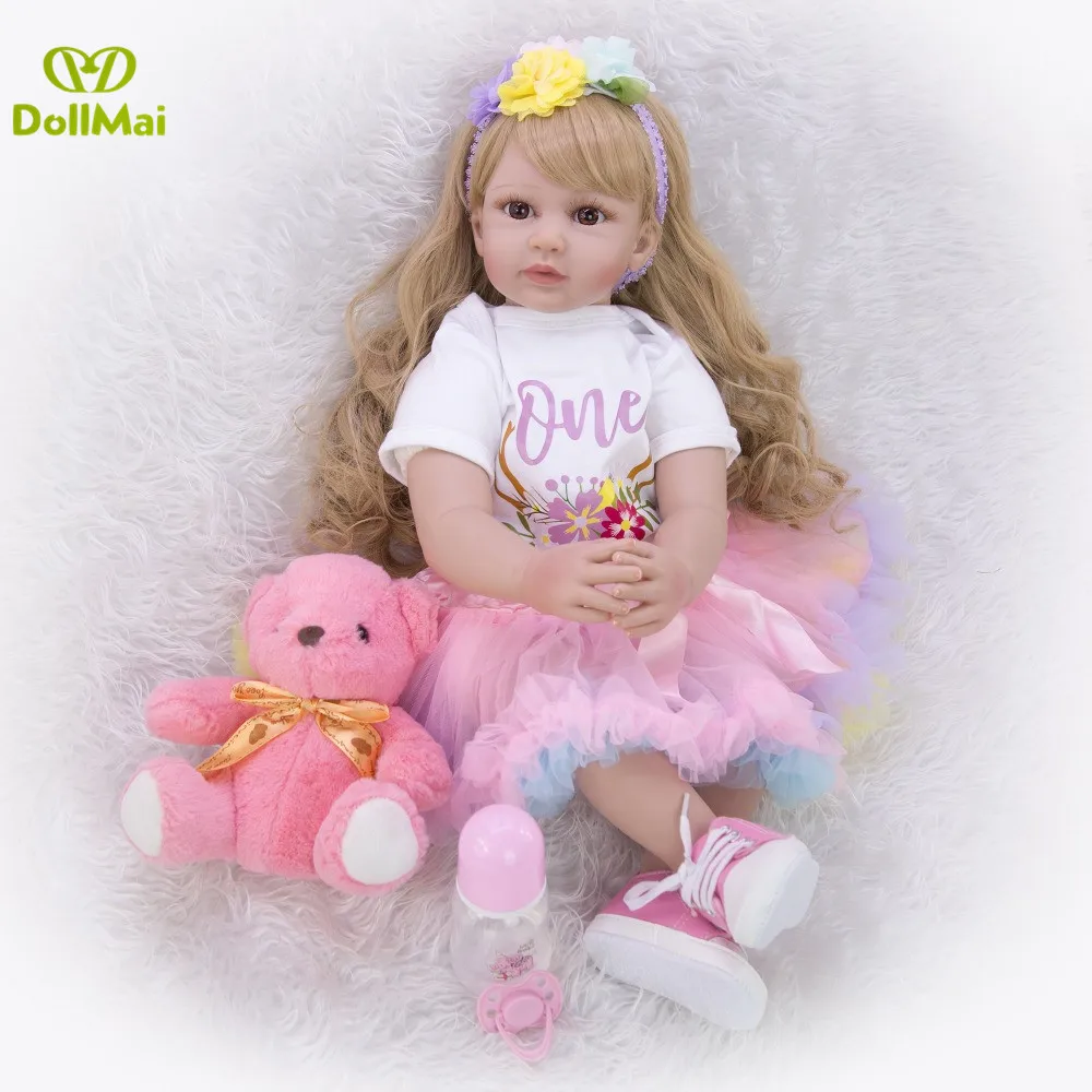 60 см силиконовые игрушки Reborn Baby Doll для детей девочек реалистичные куклы-Младенцы Малыши принцесса Интерактивная кукла-Пупс кукла, подарок для девочки
