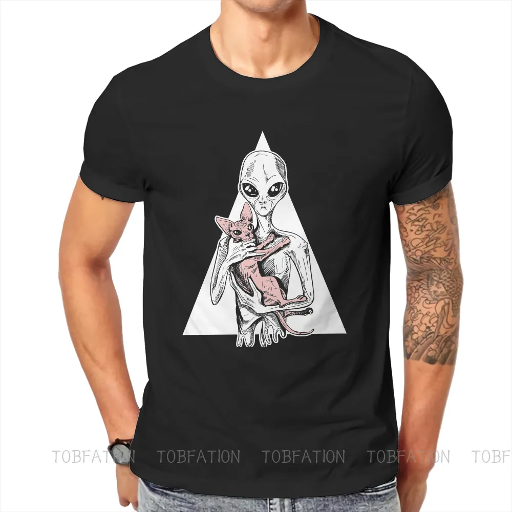 

Canadian Sphynx Cat Alien T Shirt Classic Punk Summer Oversized Cotton Men's Tops Harajuku O-Neck TShirt