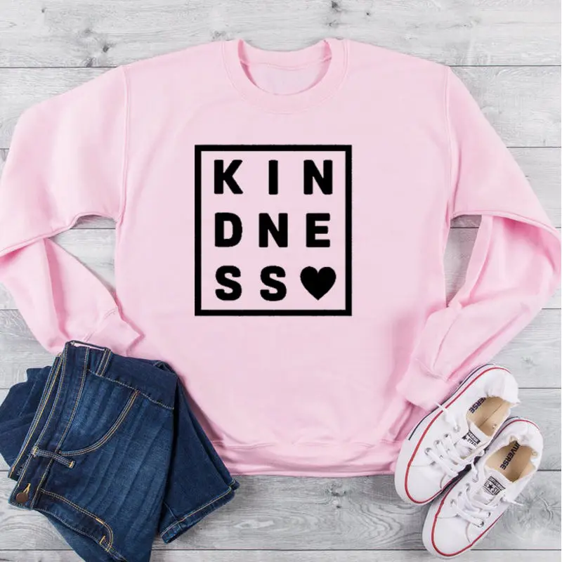 Kindness Heart толстовка с рисунком Женская Повседневная Уличная одежда с длинным рукавом модные толстовки Harajuku топы пуловеры женские Прямая поставка