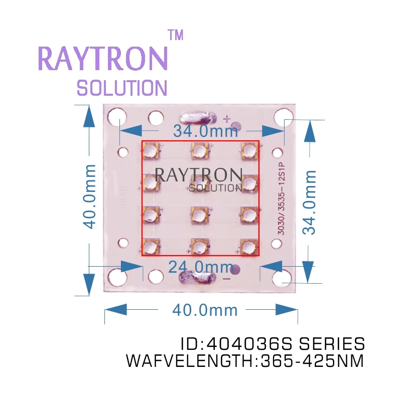 36 Вт raytron ультрафиолетовые светодиодные чипы, УФ-клей сушка, проверка банкнот, 365nm 385nm 395nm 405nm 415nm УФ светодиодный прожектор диод