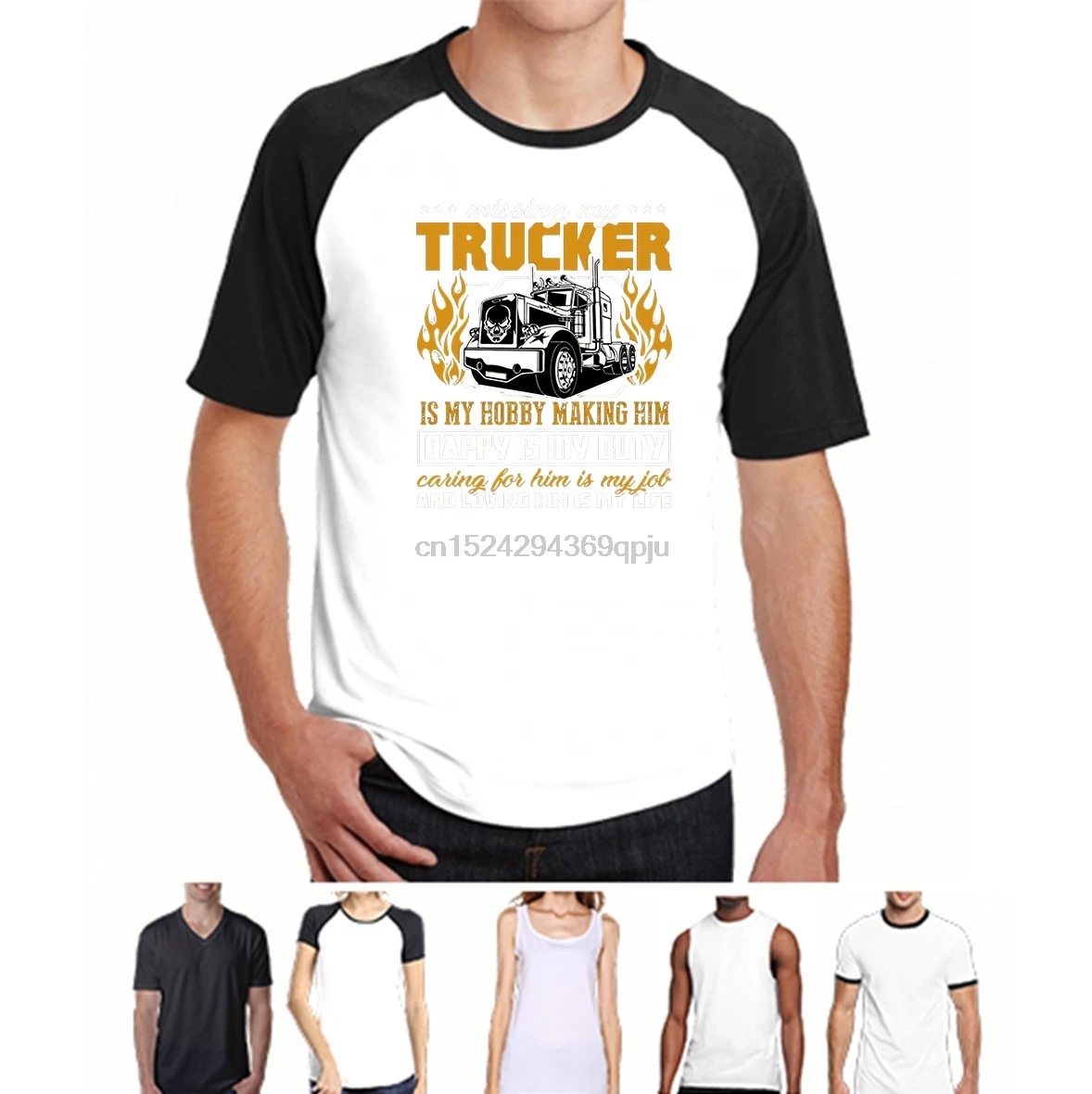 Missing My Trucker T Shirt Loving Him is Life | Мужская одежда