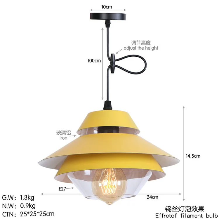 Loft Simple Iron Pendant Lights Industrial Led Hanging Lamp for Dining Room Coffee Restaurant Vintage Decor Lighting Fixtures - Цвет корпуса: A4