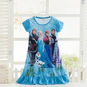 

Girls summer dress Cosplay Costume snow queen elsa anna Dress Kids Milk silk nightdress fantasia Rapunzel girl Pajamas Dress