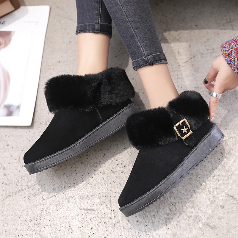 

Sapatos Femininos New 2021 Women Boots for Womens Platform Female Girl Fur Boots Furry Snow Boots Winter Shoes Size 36-40 Mujer