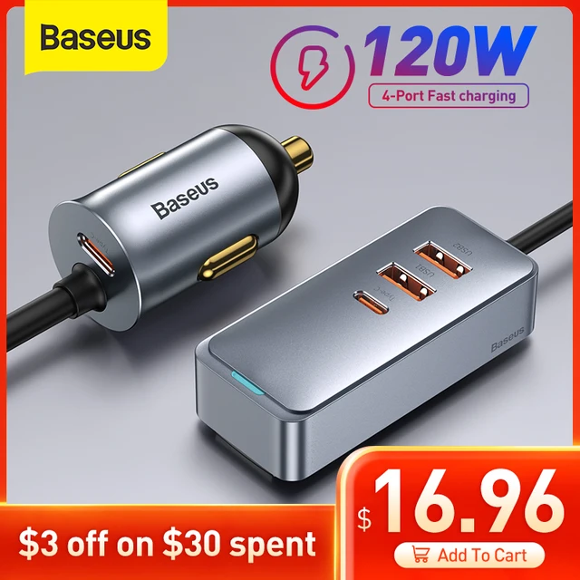 Baseus 120W PD Car Charger Quick Charger QC 3.0 PD 3.0 For iPhone 12 Samsung Type-C USB Charger Portable USB Phone Charger 1