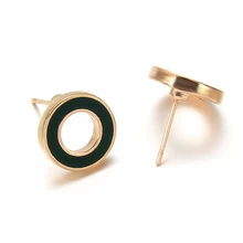Простые Ювелирные изделия Gifs геометрические маленькие круглые серьги-гвоздики для женщин летние простые золотые эмалевые зеленые крошечные полые круглые серьги
