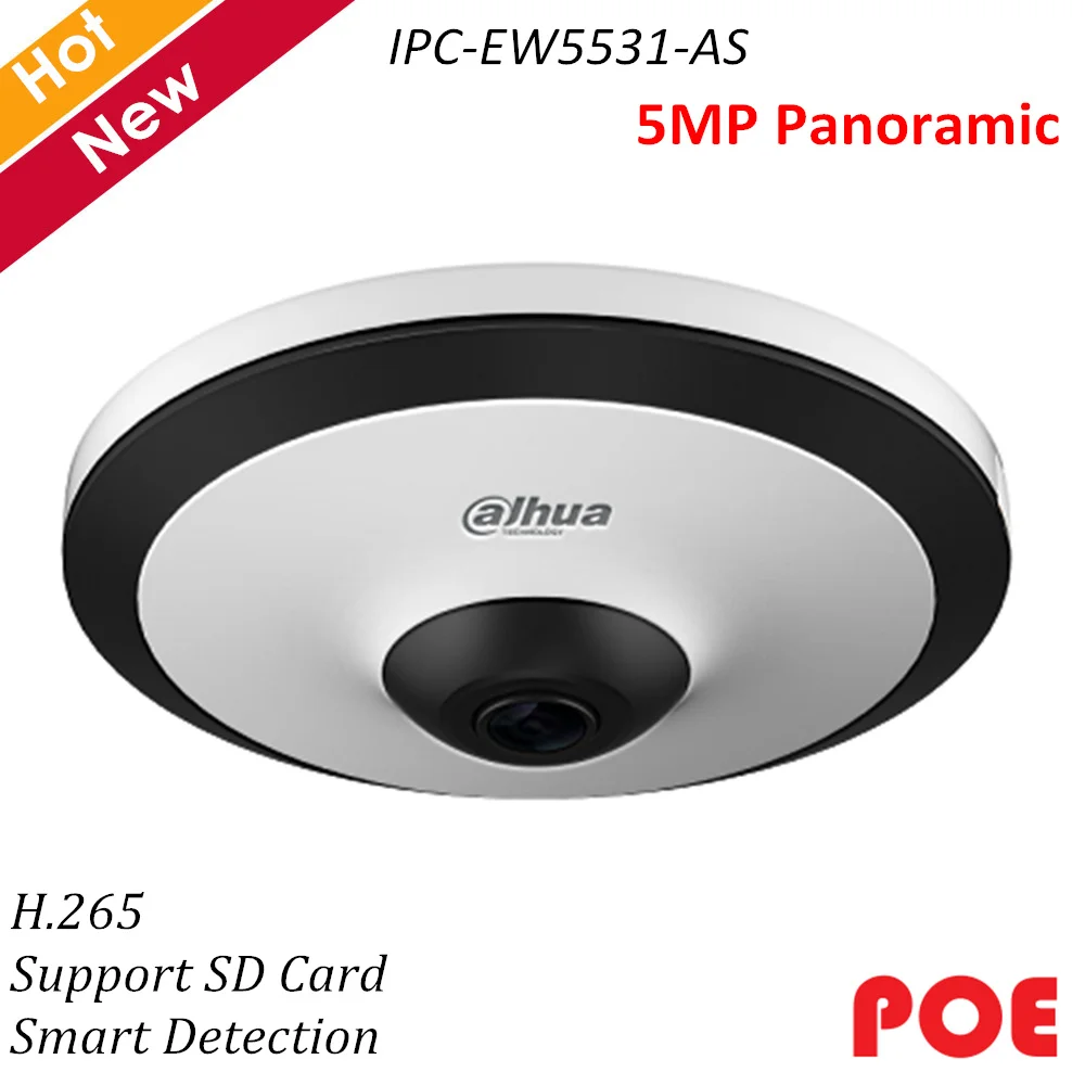 Dahua английская 5MP панорамная ip-камера рыбий глаз камера IPC-EW5531-AS H.265 День ночного видения Поддержка POE SD Карта встроенный микрофон