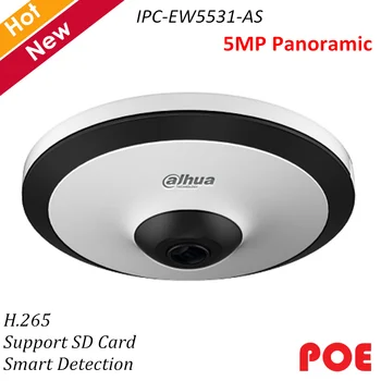 

Dahua English 5MP Panoramic IP Camera Fisheye camera IPC-EW5531-AS H.265 Day Night Vision Support POE SD Card Built-in MIC