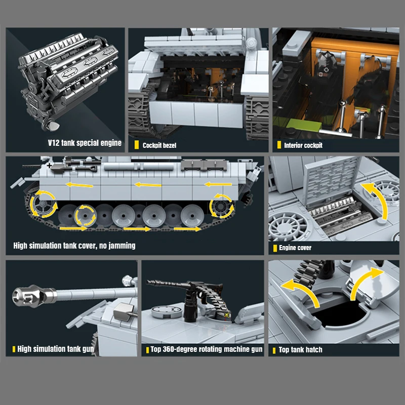 Technic Leopard Tank World Panther 121 строительные блоки военный WW2 солдатское оружие армейские