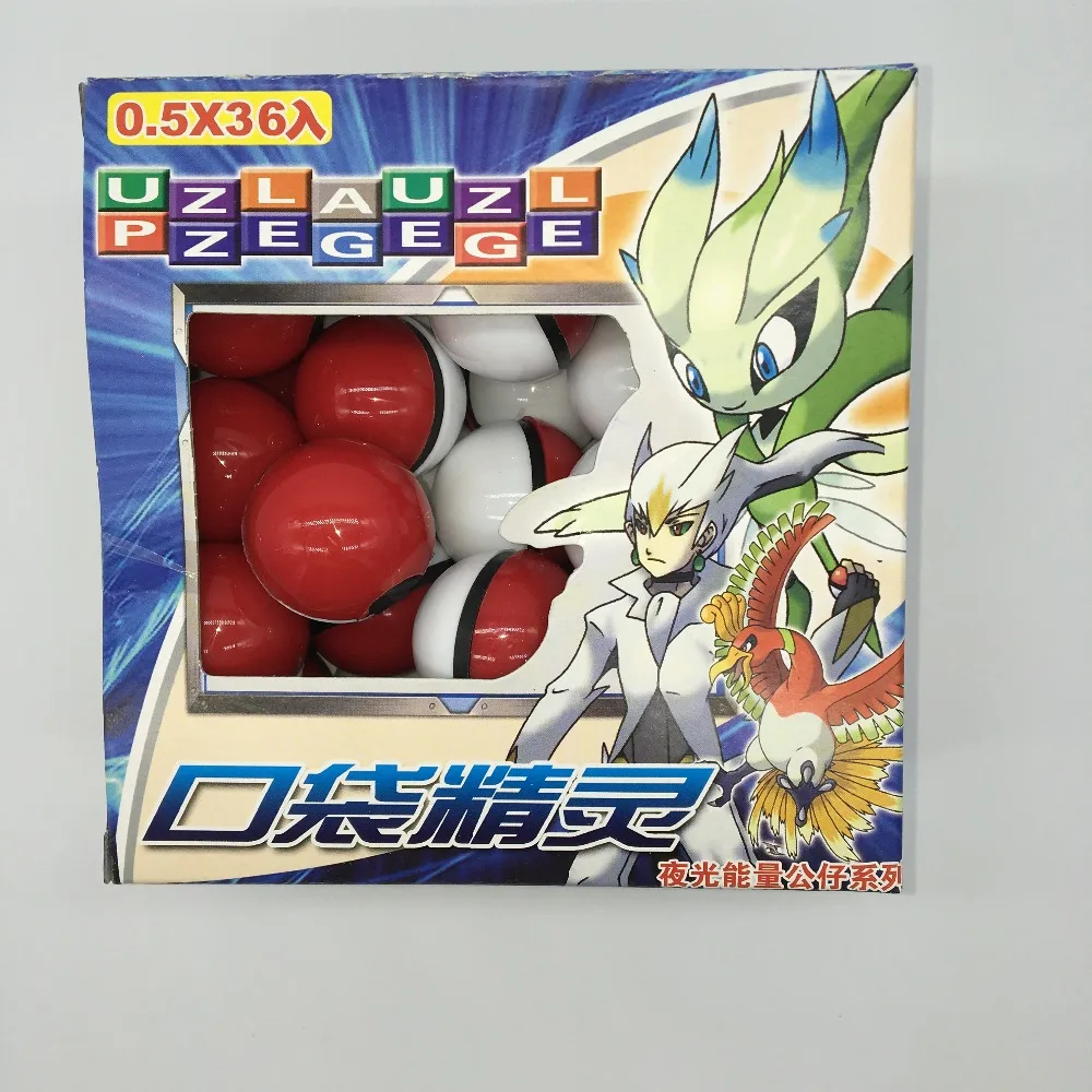 36pcs/lot PokeBall Crystal Pet pokebolas Poke balls Action Figure Pokeball Pikachu figure Stickers Game Ball toy