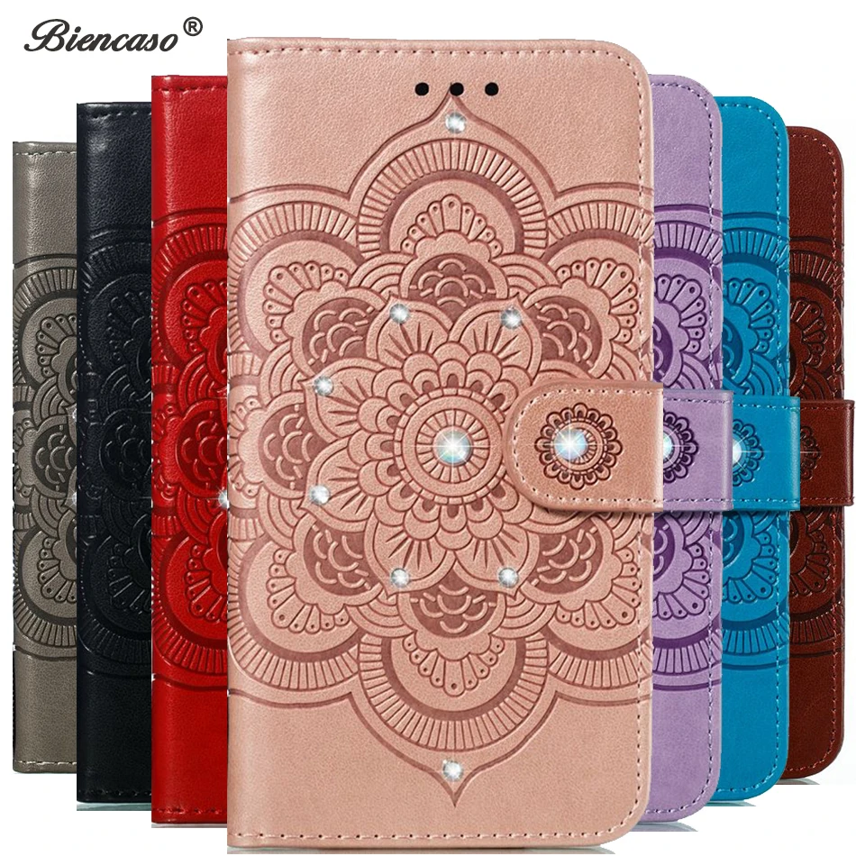 

Diamond 3D Mandala Cover For iPhone 7 8 Plus XS Max Leather Wallet Flip Cases For iPhone 11 Pro Max X XR XS Max Phone Bags Coque