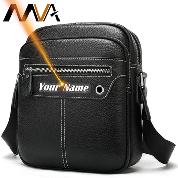 

MVA Man Messenger Bag Fashion Genuine Leather Shoulder Bags For Men Small Business Male Crossbody Bag Engrave 7.9 inch Ipad 9054
