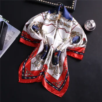 

Fashion Silk Satin Scarves and Wraps Printed Neckerchief Women Hijab Scarf 90*90cm Square Shawls Bag Scarfs For Ladies Headband