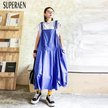 

SuperAen Sleeveless Dress Women Summer 2020 New Fashion Europe Cotton Wild Ladis Dress Temperament Pluz Size Women Clothing