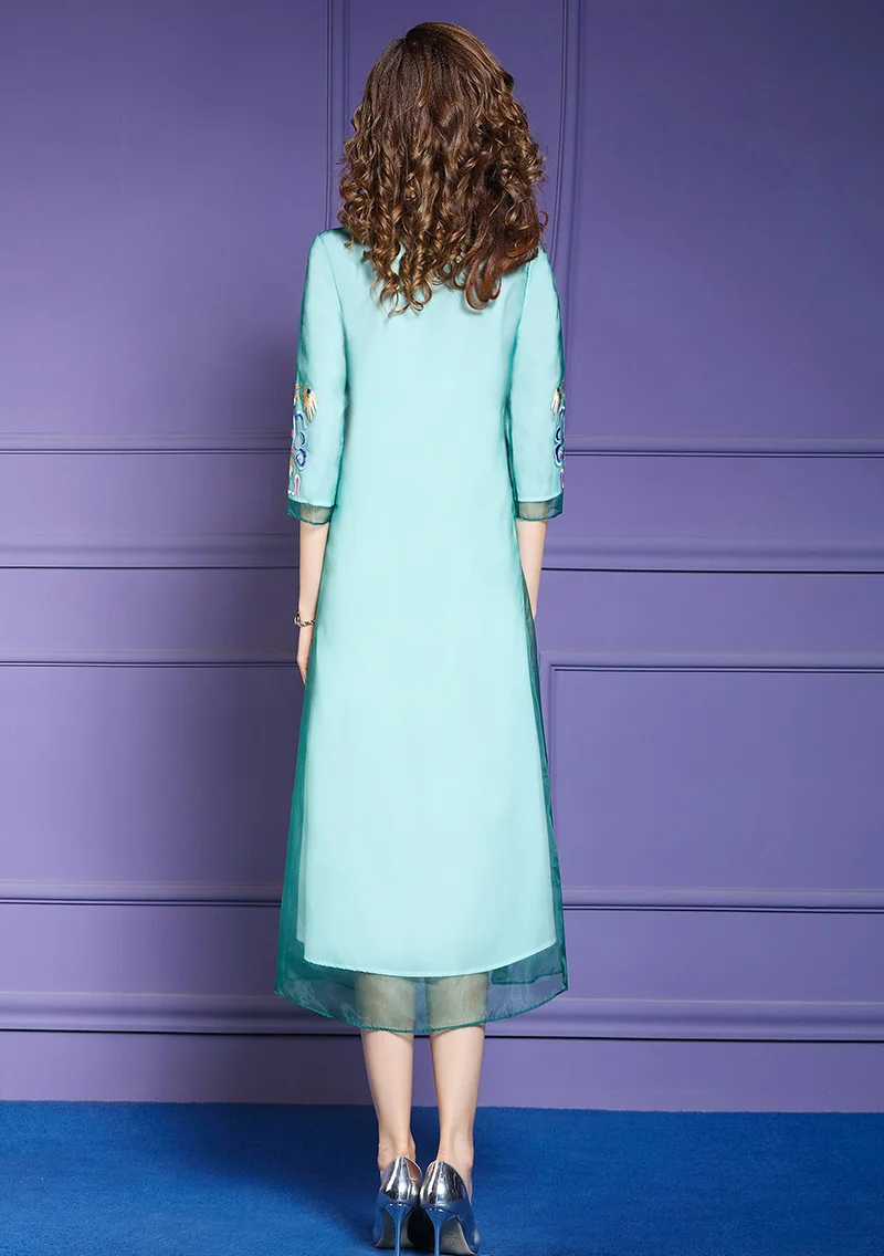 TESSCARA женское осеннее шифоновое платье с вышивкой женское элегантное китайское стильное платье Femme дизайнерское высококачественное Повседневное платье