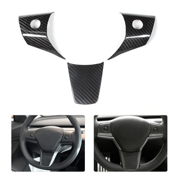 

Steering Wheel Frame Cover Trim Fits for Tesla Model 3 2017 2018 2019 Steering Wheels Carbon Fiber Black Auto Accessorie