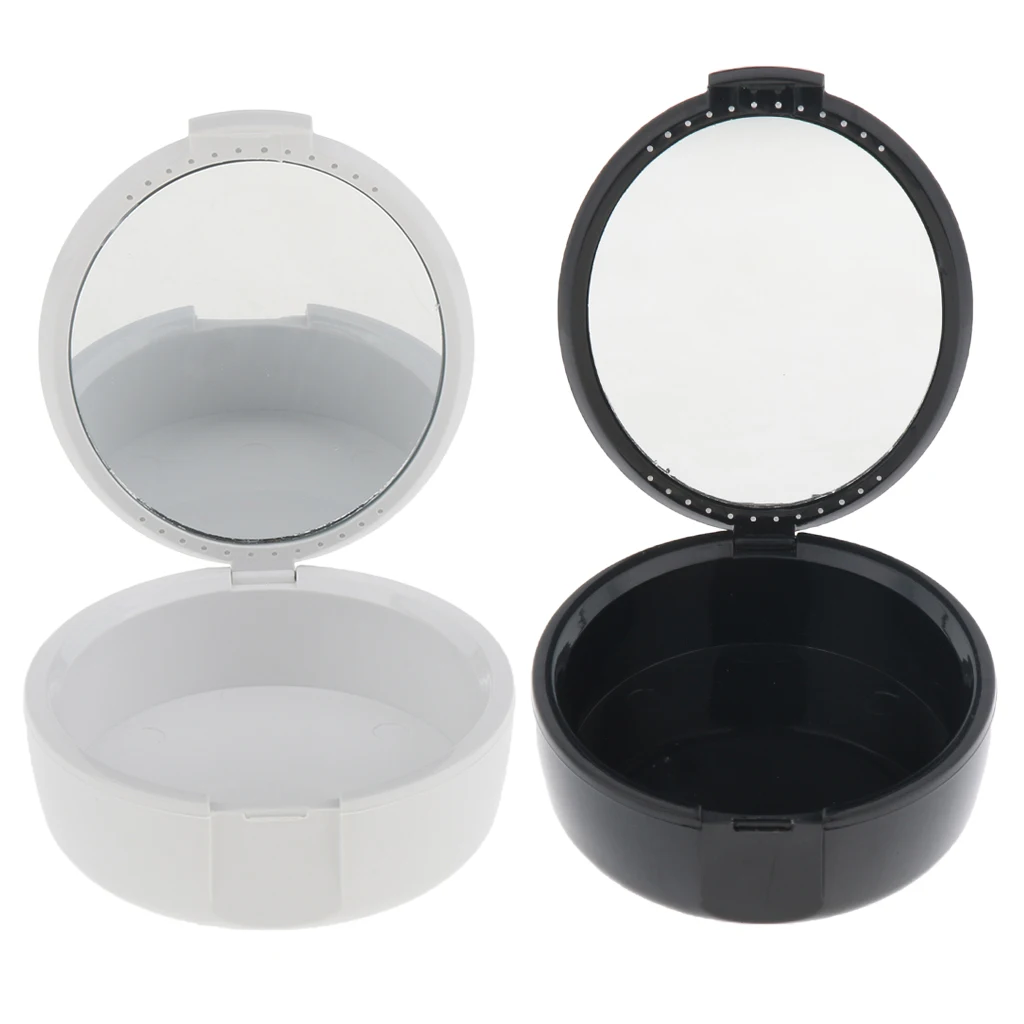 2 Denture Storage Box With Mirror  Mouth Guard Container Retainer
